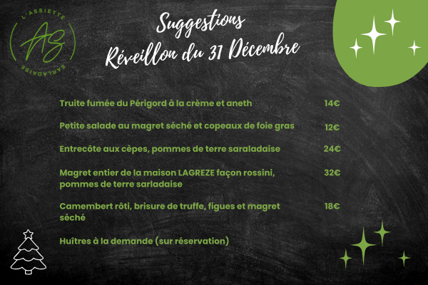 suggestions plats reveillon 31 déembre assiette sarladaise